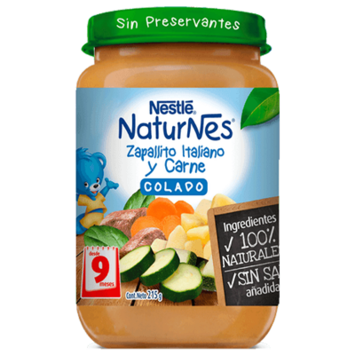 Imagen de NESTLE ALIMENTO INFANTIL COLADO +9M ZAPALLITO CARNE 215 G. 