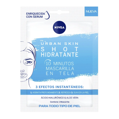 Imagen de NIVEA FACE URBAN SKIN SHOT HIDRATANTE 10MIN T/T PIEL MASCARILLA TELA 1 UNIDAD