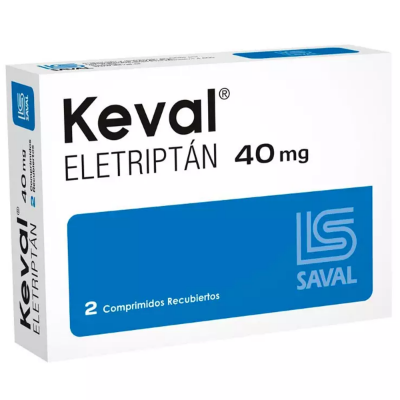 Imagen de KEVAL 40 MG 2 COMPRIMIDOS RECUBIERTOS (ELETRIPTAN)