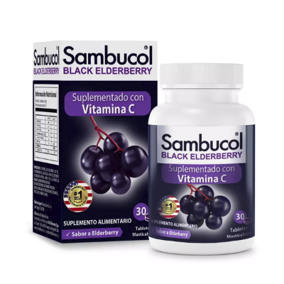 Imagen de SAMBUCOL TAB. MAST X 30 BLACK ELDERBERRY 150MG (SUPLEMENTADO CON VIT C 100MG)