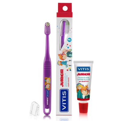 Imagen de VITIS JUNIOR SUAVE +6 AÑOS CEPILLO DENTAL+GEL DENTAL 15 ML