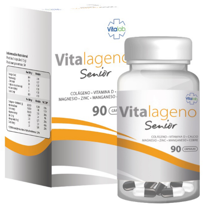 Imagen de VITALAGENO SENIOR 90 CAPSULAS [VITALAB] (COLAGENO HIDR.+CALCIO+ZN+MG+MINERALES