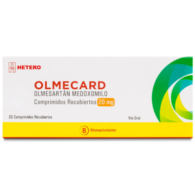 Imagen de OLMECARD 20 MG 30 COMPRIMIDOS RECUBIERTOS [BE] (OLMESARTAN)